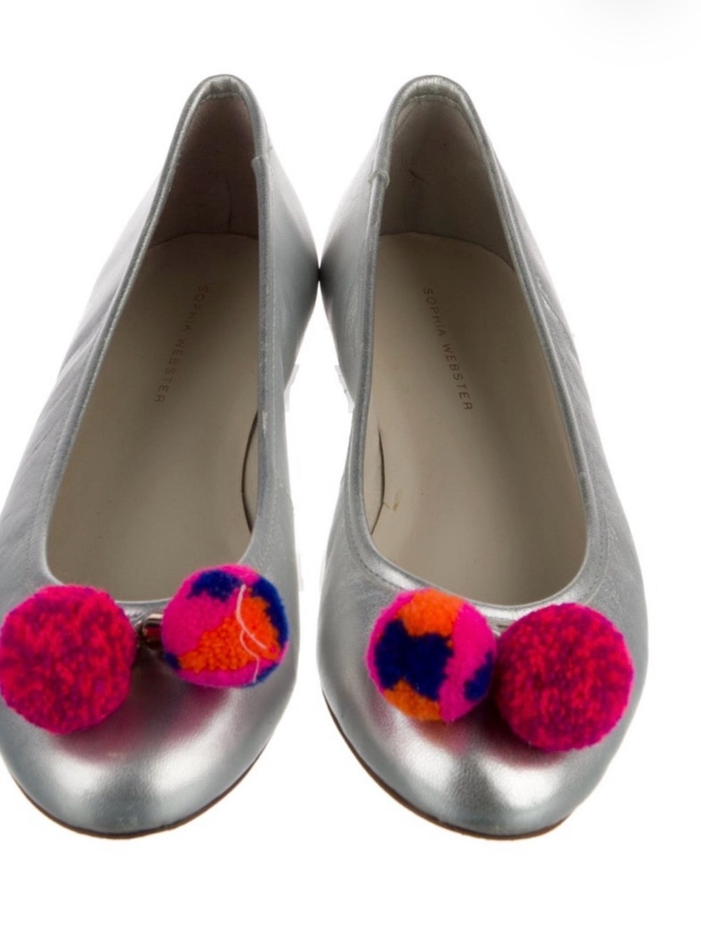 Silver Ballet Flats by Sophia Webster Size 8